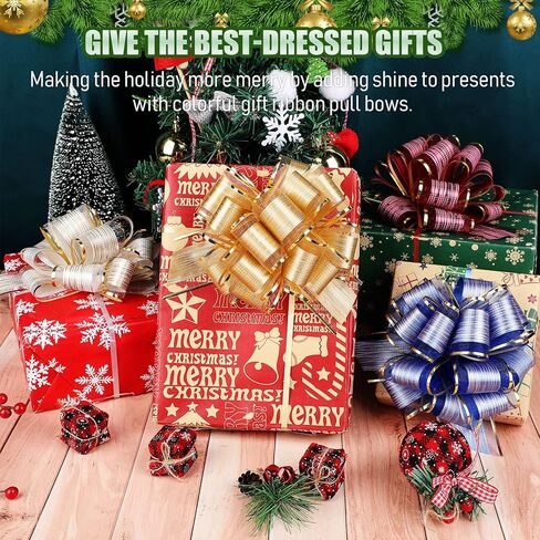 WILLBOND 20 Pieces Pull Bows Gift Wrapping Ribbon Pull Bows for Christmas Wedding Baskets Valentine's Day Multicolor Wrap Accessory for Gift Present Holiday Decor(Bright Colors) in Kuwait