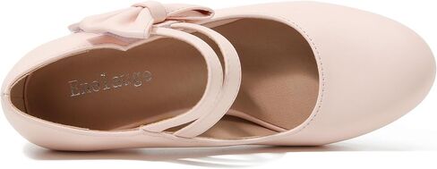 Enelauge Women's Mary Jane Heels with Bow Retro Closed Round Toe Pumps Sweet Ankle Strap Low Block Heels Chic Bowtie Vintage Dress Wedding Party Office Daily Shoes in Saudi Arabia