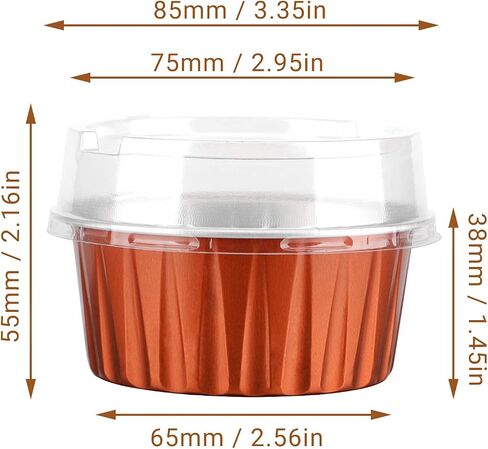 EUSOAR Disposable Ramekins with Lids, Royal Blue 50pcs 5oz Creme Brulee Ramekins Disposable, Muffin Liners Cups，Mini Cheesecake Foil Pans Dessert Containers with Lids for Party Favor Birthday in Kuwait