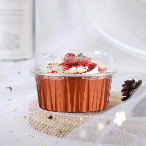 EUSOAR Disposable Ramekins with Lids, Royal Blue 50pcs 5oz Creme Brulee Ramekins Disposable, Muffin Liners Cups，Mini Cheesecake Foil Pans Dessert Containers with Lids for Party Favor Birthday in Kuwait