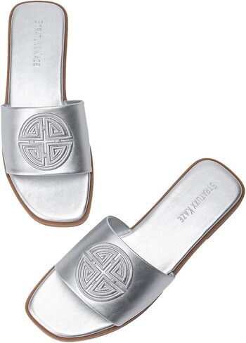 Womens Dressy Flat Sandals Memory Foam Comfy Cute Leather Slide for Summer in Saudi Arabia