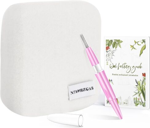 NFAMRZCAR Needle Felting Mat,10x10x1.5 Inch Thick and Firm Needle Felting Pad Natural Wool Needle Felting Mat with 20 Felting Needle 1 Clean Cloth,Clear Instruction in Kuwait