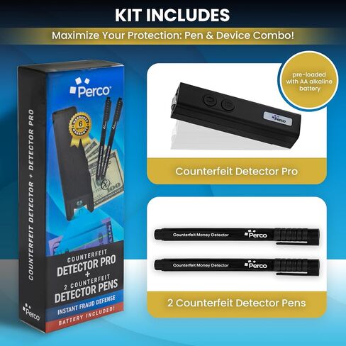 Perco Corrofic Detector Pro - جهاز 2in1 المحمول والموثوق به مع الكشف عن ضوء الأشعة فوق البنفسجية ومستشعر مغناطيسي - مدقق فاتورة الولايات المتحدة المزيفة للاستخدام الشخصي والتجاري - يضمن الأصالة ويمنع الاحتيال in Kuwait