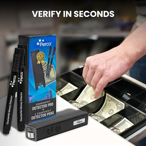 Perco Corrofic Detector Pro - جهاز 2in1 المحمول والموثوق به مع الكشف عن ضوء الأشعة فوق البنفسجية ومستشعر مغناطيسي - مدقق فاتورة الولايات المتحدة المزيفة للاستخدام الشخصي والتجاري - يضمن الأصالة ويمنع الاحتيال in Kuwait