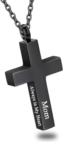 Cross Urn Necklace for Ashes for Men Women Cremation Jewelry Urns Locket Pendant Ashes Holder Memorial Jewelry-Always in My Heart in Saudi Arabia