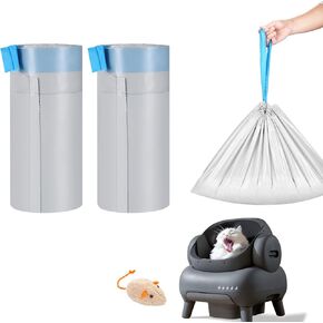 60 Count Cat Litter Replaced Waste Bags Liners for Neakas M1 Open-Top Self-Cleaning Cat Litter Box, Disposable Pet Wast Bags with Drawstring Heavy Duty Leak-proof