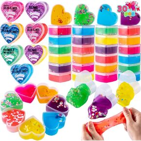 JOYIN 30 PCS V-Day Galaxy Slime Hearts for Kids Valentin Classroom Exchange Prizes, Party Favors, Gift Exchange