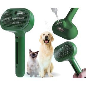 Cat/Dog Deshedding Brush with Water Spray and Steamer - Grooming Tool for Shedding Hair Removal (Christmas Green) in Saudi Arabia