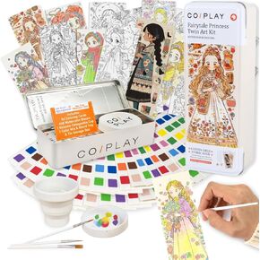 COIPLAY 648 Color Blocks Watercolor Paint Set, 52-Bookmarks, 3 Brushes, Silicone Cup, Meow/Bark Coloring Books, for All Ages, All in One Art Supplies, Birthday Gift, Christmas Gift, Gift for Adults