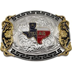 WMG Texas State Belt Buckle Flag Map Cowboy Rodeo Western Fashion Star Gold Tone Color in Kuwait