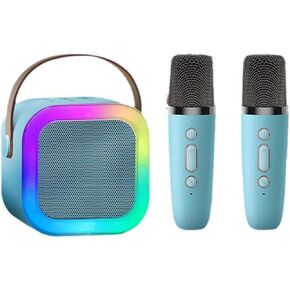 Mini Karaoke Machine with 2 Wireless Microphones for Kids Adults, Kids Karaoke Machine for Girls 18 Pre-Loaded Songs 4, 5, 6, 7, 8, 10, 12+ Years Old Teens Birthday Blue Pink (Blue)