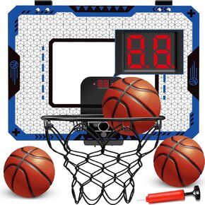 Basketball Hoop Indoor for 5 6 7 8 9 10+ Year Old Boys Kids, Mini Basketball Hoop with Electronic Scoreboard Over The Door, Sport Toys Birthday Gift