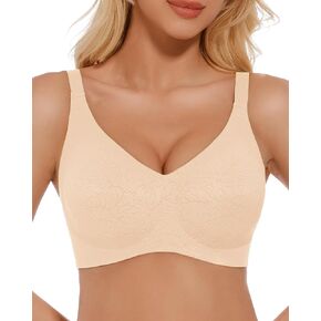 Vinfact Wireless Bras for Women No Underwire Seamless V Neck Push up Bra Full Coverage Bralettes T Shirt Everyday Sleep Bra BKL