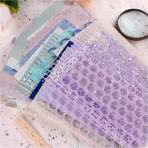 40 Sheets Scrapbook Textured Paper Mesh Fabric Materials Set, Crafts Paper Background for Junk Journaling, Scrapbooking Supplies, Collage, Mixed Media, Card Making, Decorative Embellishments