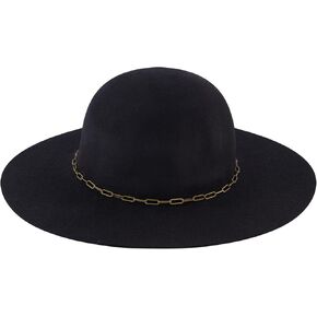 Christian Siriano New York Fedora Hat, Women's Wool Felt Wide Brim Sun Hat, Black, One Size