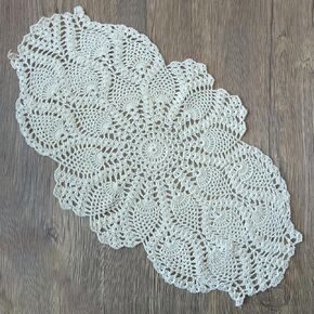 Phantomon Oval Lace Doilies Crochet Table Placemats Handmade Round Knitted Doily for Sofa Furniture Cover Vintage Tablecloth, 23 x 12 Inch, 100% Cotton (Black)