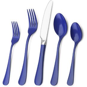 Bysta Red Silverware Set, 20-Piece Stainless Steel Flatware Set, Kitchen Utensil Set Service For 4, Tableware Cutlery Set For Home And Restaurant, Includes Spoons Forks And Knives（Mirror Polished）