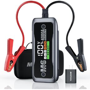 M6 4000A Portable Jump Starter with AC Adapter, Startup to All Gas and 10.0L Diesel Engines, Battery Jumper Starter Portable for 12V Car Battery Jump, Smart LCD Screen Jump Box for Car