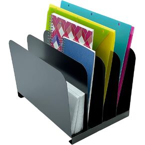 Huron Desktop File Binder Organizer Storage Vertical 8 Slot, Black Commercial Grade Steel
