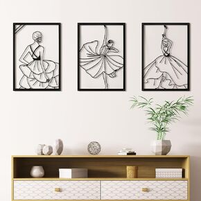Art3d Metal Wall Art, Set of 3 Wall Decor for Bedroom Living Room office Study Hallway, Line Art Wall Décor, Flower Pattern Metal Wall Sculptures, Minimalist Wall Art Style