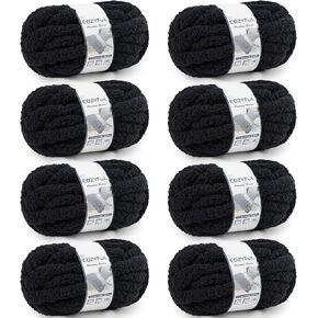 Chunky Yarn for Hand Knitting - Cozyful #10 Chunky Chenille Yarn, Jumbo Big Thick Chunky Yarn for Crocheting, Super Bulky Chunky Knit Blanket Yarn, 8 Skein (25 yds 8 oz Each Skein), Cream
