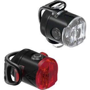 Lezyne Femto USB Drive Bicycle Light Set, Front and Rear Pair, White/Red LED, Road, Mountain, Gravel Bike, Flashing, USB Rechargeable, Black