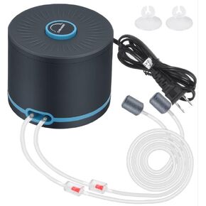 مضخة هواء حوض السمك منافذ مزدوجة ، مضخة هواء أسماك أسماك هادئة فائقة 20-600 جالون ، 5W 110 فولت مضخة هيراتور ماء صامت ، تصل إلى 10 لتر/دقيقة 0.022MPa قابلة للتعديل in Kuwait
