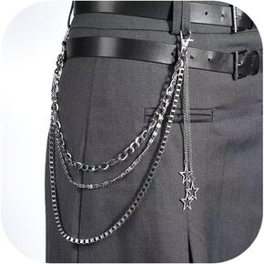 Waist Chains for Women Hip Hop Pants Chain with Keychains Emo Goth Accessories Body Jewelry for Men and Women (Silver) in Kuwait