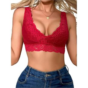 MakeMeChic Women's Floral Lace Wide Strap Wireless Backless Padded Bra Underwear in Kuwait