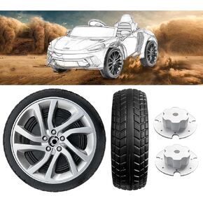 2Pack 26CM/10'' PU Solid Rubber Tire for Power Wheels Ride on Car ﻿Alligator Tires Wheels Upgrade,10in Wheels 1.2CM/0.47in Aperture Front/Rear Wheel for Car/SUV/UTV/ATV/Motorcycle Replacement Parts