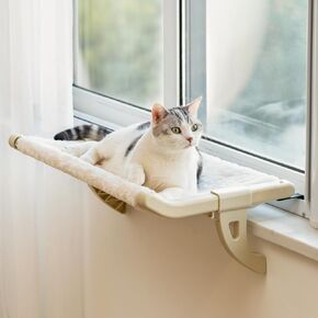 Mewoofun Cat Window عتبة العتبة للقطط الداخلية ، خطوة واحدة من خطوة انزلاق فتحة فتحة القطط أرجوحة مع أغطية قابلة للإزالة ، سرير القط للنوافذ والسرير (الأخضر ، كبير)