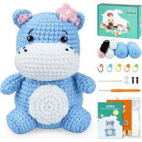 Sinyon Beginner Crochet Kit with Video Tutorials - Animal Crochet Patterns, 40%+ Premium Yarn, Complete Crocheting Tools for Adults & Kids - DIY Craft Gift for Birthdays, Christmas (Kangaroo)