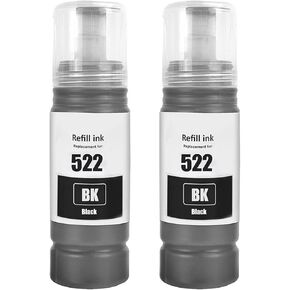 522 T522 High Capacity Ink Refill Bottles (Not Sublimation Ink) Compatible for Epson ET-2800 ET-2760 ET-2803 ET-2400 ET-4800 ET-2720 ET-2840 ET-4760 ET-4700 ET-4810 Printer (BK C M Y)
