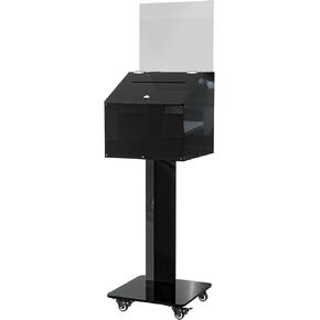 Acrylic Suggestion Box with Lock and Key for Office, Home, Event Donation Box with Stand for Charity Church Collection Offering/Raffle Box Ballot Box with Sign Holder Display Stand, Locking Casters