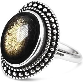 Retro Sterling Silver Blue Lapis Lazuli Quartz Stone Ring,Antique Vintage Natural Real Genuine Oval Crystal Gem Stone Boho Bohemian Jewelry for Women (A08_Lapis Lazuli, 8) in Kuwait