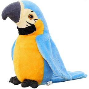 Talking Macaw Parrot Repeat What You Say Stuffed Animal Plush Toy Electronic Record Animated Bird Shake Wings Speaking Parrot Pet Plush Interactive Toys for Kids Boys Girls Christmas Birthday Gift