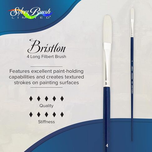 Silver Brush Limited 19346 Bristlon Extra Long Filbert Brush للوحات الأكريليك والزيت ، الحجم 6 ، مقبض طويل in Kuwait