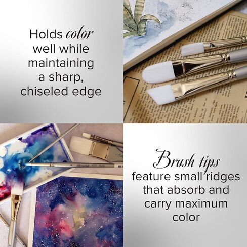 Silver Brush Limited 1506S-3/8 Silverwhite Angle Paintrush للألوان المائية ، الغواش ، الأحبار ، الأصباغ ، السائل ، والأكريليك ، الحجم 3/8 بوصة ، مقبض قصير in Kuwait