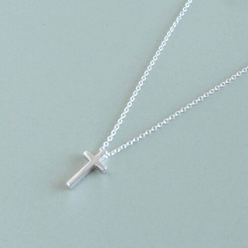 Dainty Cross Necklace for Women, 925 Sterling Silver Tiny Cross Pendant, Christian Small Simple Baptism, Confirmation, Graduation Gift, Austin Down to Earth (Petite Cross, 16-18 inch adj length) in Kuwait