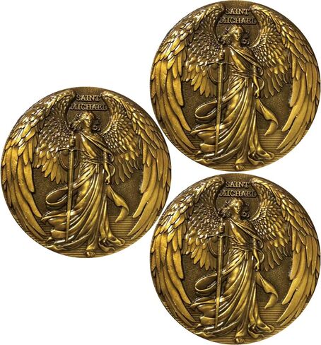 The Archangel Saint Michael Christian Challenge Coin - 1.57 Inch Zinc Alloy, Psalm 91:10-11 Scripture, with Protective Case in Kuwait