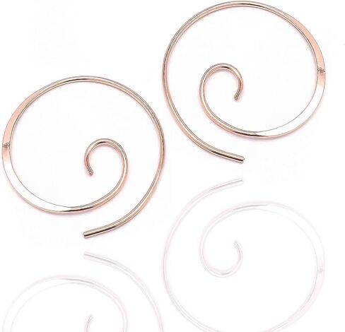 Spiral Hoop Earrings, 925 Sterling Silver, 20ga, 22mm Diameter, Smooth, Lightweight, Spiral Earrings for Women, Swirl Earrings Hoop, Silver Pull Through Earrings for Women (Sterling Silver) in Kuwait