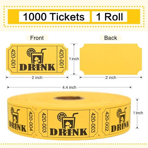 ESSENTIAL 1000 Raffle Tickets Rolls, Drink Tickets Single Roll for Events, Leisure, Movie Watching, Entertainment, Class Reward & Prizes (Red - 5 Color Selection) in Kuwait