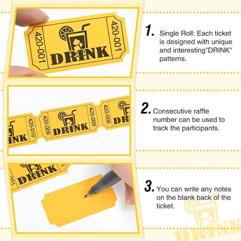 ESSENTIAL 1000 Raffle Tickets Rolls, Drink Tickets Single Roll for Events, Leisure, Movie Watching, Entertainment, Class Reward & Prizes (Red - 5 Color Selection) in Kuwait