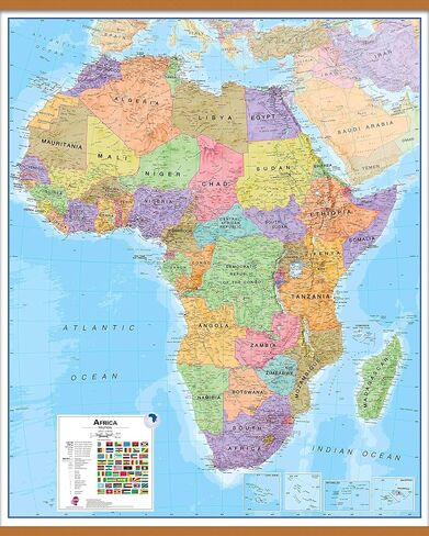 Large Africa Wall Map Political - Laminated - 48 x 36 inches - Updated 2024 - Maps International in Kuwait