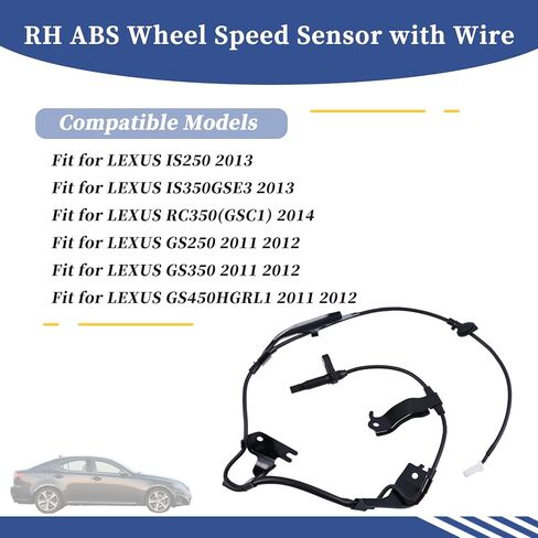 89546-30080 / LH ABS Wheel Speed Sensor with Wire Compatible with Lexus GS RC Series IS250 IS350 RC350 GS250 GS350 GS450 2011 2012 2013 2014 Rear Left Driver Side in Saudi Arabia