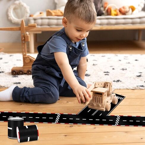 Wnink 2 Rolls Roadway Tape Road ، ملصقات سيارات لسباق الأطفال ، ديكورات مسار السيارات ، وعرضها 2.4 بوصة ، و 2 × 33 قدمًا ، وسهلة المسيل للدموع ، ولا توجد بقايا للأطفال. in Kuwait