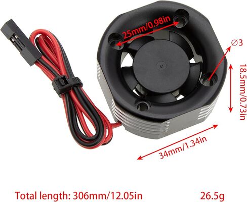 DKKY RC Motor Cooling Fan Heatsink 25mm 35000RPM for Arrma Axial Traxxas 1/6 1/8 1/10 RC Models 2510 Motor (Black, 25mm) in Kuwait