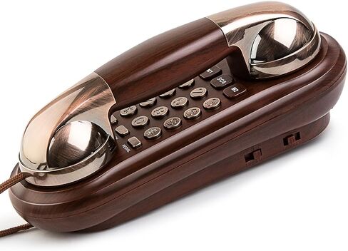 هاتف Sangyn Corded Wood Wood Grain Wood Phone ، لا توجد طاقة AC مطلوبة ، 3 مفاتيح الاتصالات السريعة ، الأزرار الكبيرة ، Ringer Mechanical Ringer ، التحكم في مستوى الصوت ، Redial ، كتم ، فلاش ، هاتف أرضي للمنزل المنزلي in Kuwait