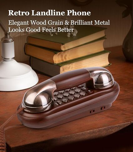 هاتف Sangyn Corded Wood Wood Grain Wood Phone ، لا توجد طاقة AC مطلوبة ، 3 مفاتيح الاتصالات السريعة ، الأزرار الكبيرة ، Ringer Mechanical Ringer ، التحكم في مستوى الصوت ، Redial ، كتم ، فلاش ، هاتف أرضي للمنزل المنزلي in Kuwait