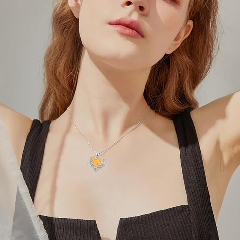 CUOKA MIRACLE Heart Necklace Angel Wing Heart Opal Necklace 925 Sterling Silver Women Necklace Guardian Angel Wings Pendant Necklace Dainty Opal Jewelry Birthday Gifts for Mom Women in Saudi Arabia